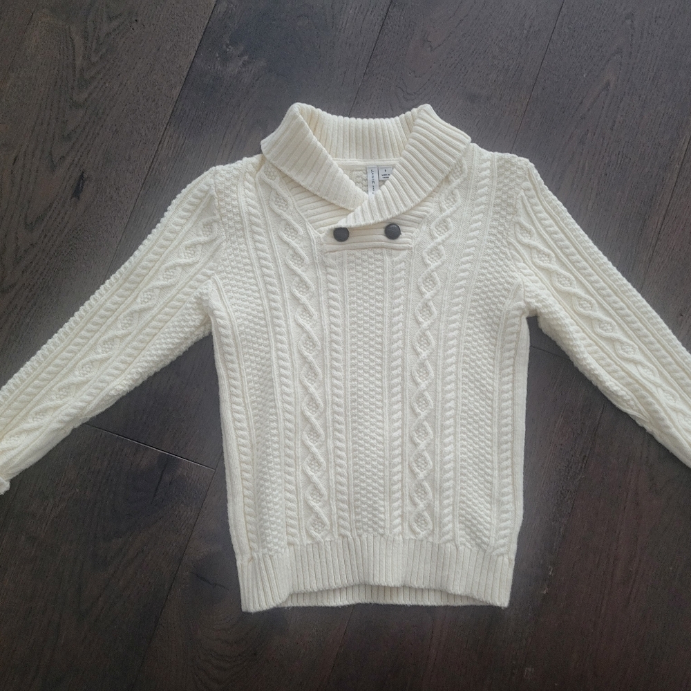 Janie and Jack Ivory Cable Knit Turtleneck Sweater